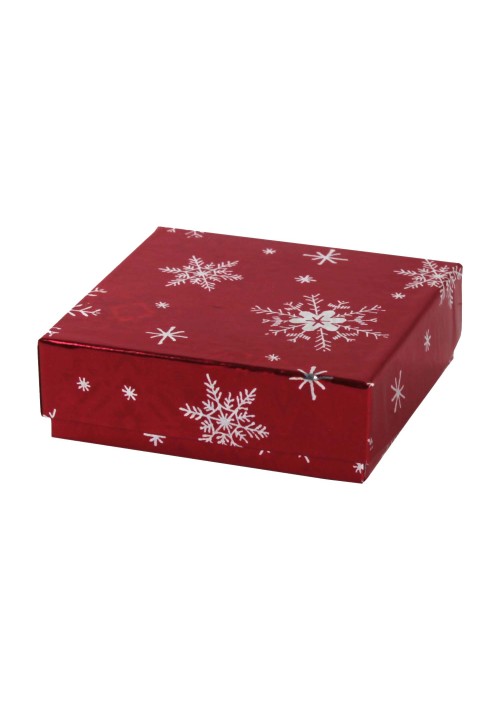 804-2310 - 1/8 lb. Solid Lid Candy Box - Red Snow Flake Pattern - 100 per case