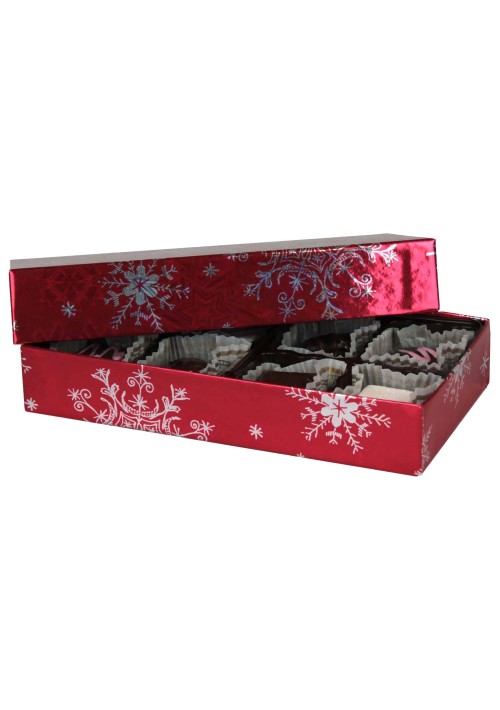 808S-2310  - 1/4 lb. Solid Lid Candy Box - Red Snowflake Pattern - 100 per case 