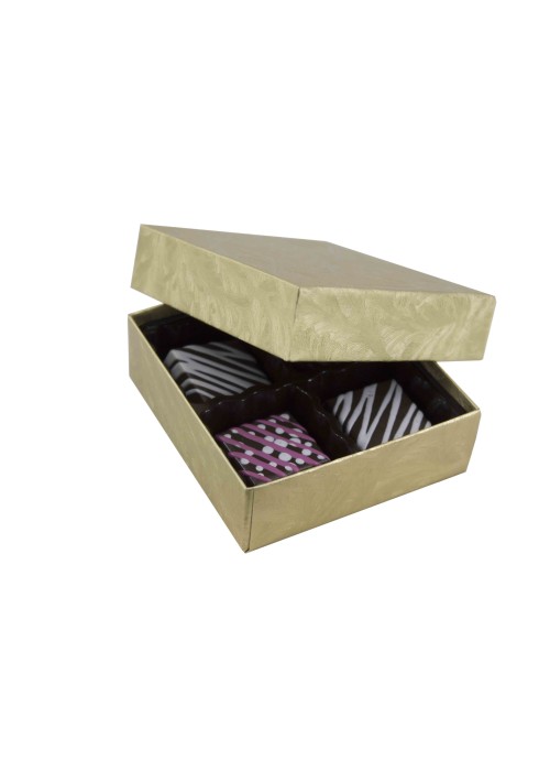 804-2044 - 1/8 lb. Solid Lid Candy Box - Elegant Gold     
