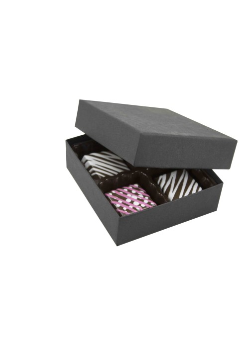804-2045 - 1/8 lb. Solid Lid Candy Box - Black Onyx  