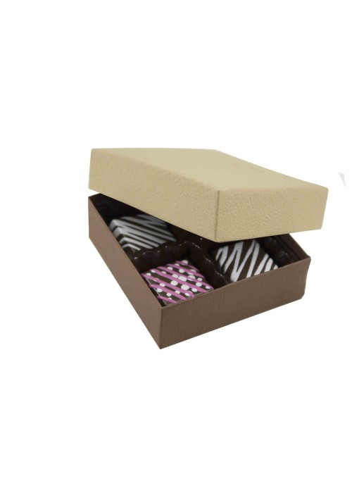 804-2057/2054 - 1/8 lb. Solid Lid Candy Box - Cocoa / Latte         