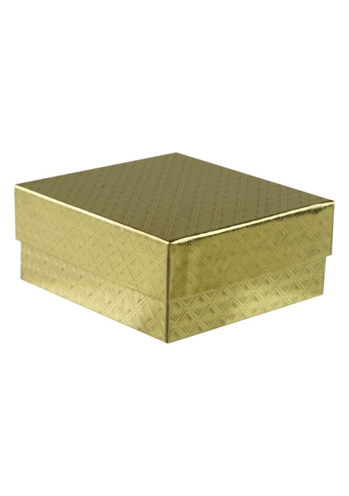 804D-2007 - 1/8 lb. Solid Lid Candy Box (TALL) - Gold Diamond          