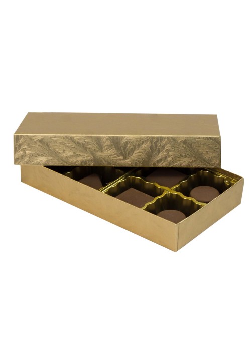808S-2044 - 1/4 lb. Solid Lid Candy Box - Elegant Gold 