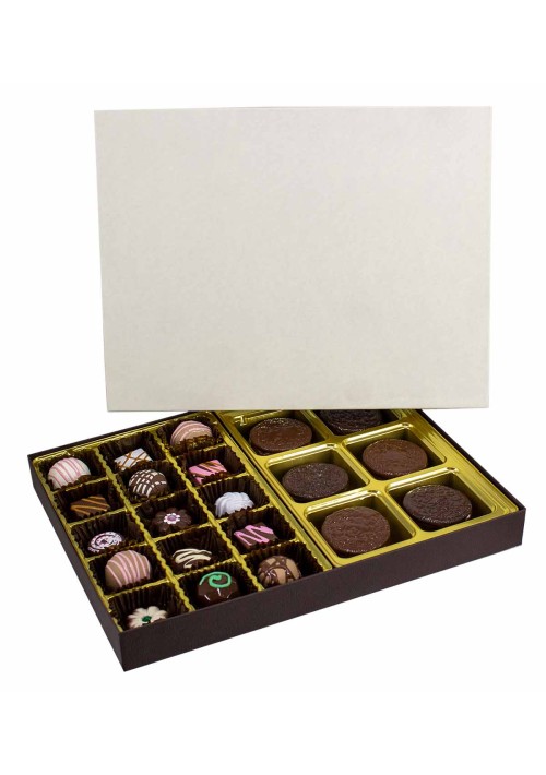830S-2056/570 - 1 lb. Solid Lid Candy Box - Cream / Coffee