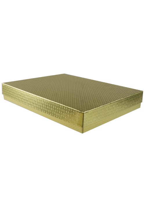 830D-2007 - 1 lb. Solid Lid Candy Box (TALL) - Gold Diamond          