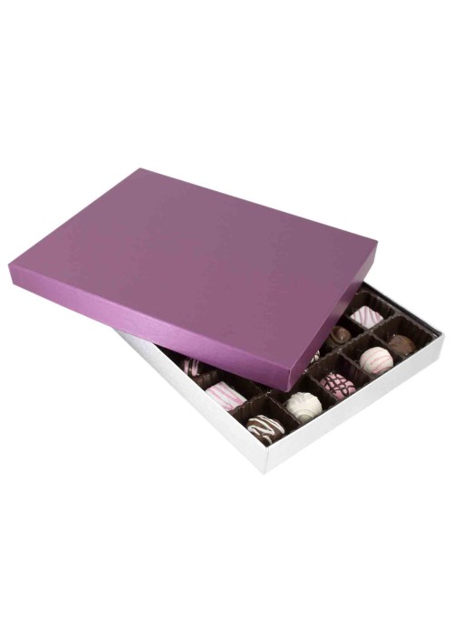 830S-2090/2393 - 1 lb. Solid Lid Candy Box - Plum / Silver Silk 
