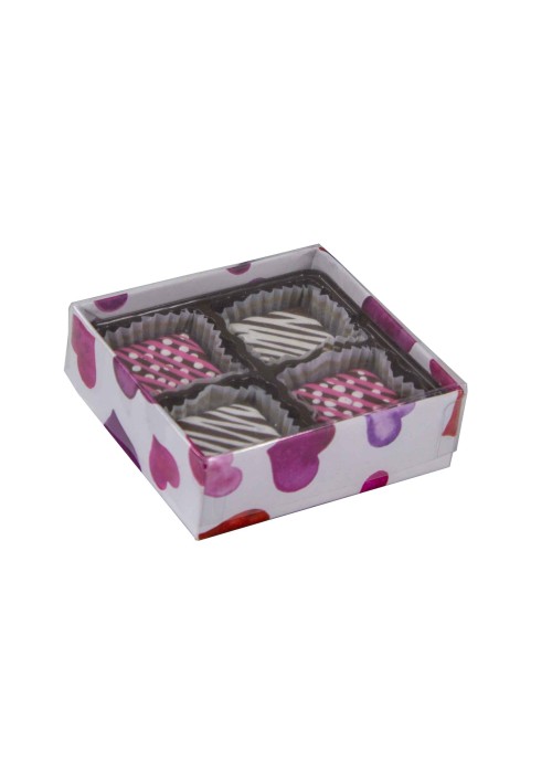 V204-2417 - 1/8 lb. Solid Lid Candy Box - Watercolor Hearts