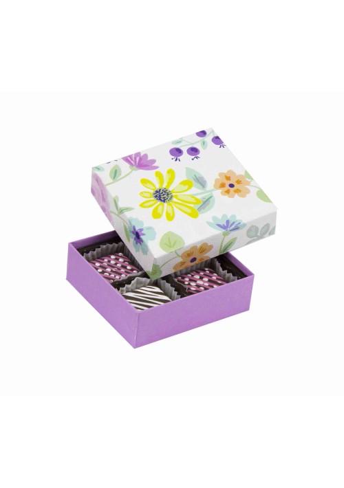 804-2332/2411 - 1/8 lb. Solid Lid Candy Box - Spring Floral / Lilac - 100 per case
