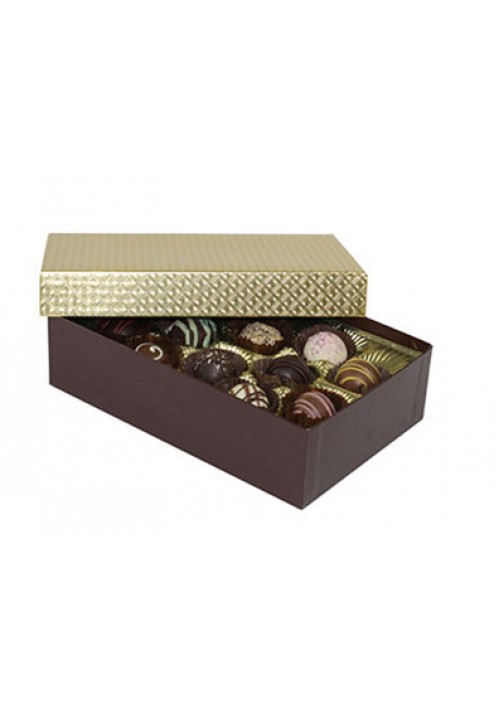 8152-2002/2007 - 1 lb. Double Layer Solid Lid Gold Candy Box - 50 per Case 