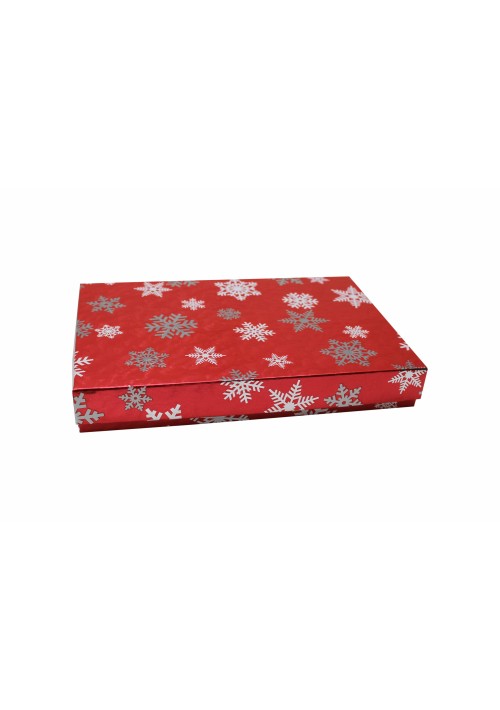 815S-2310 - 1/2 lb. Solid Lid Candy Box - Red Snowflake Pattern - 50 per case