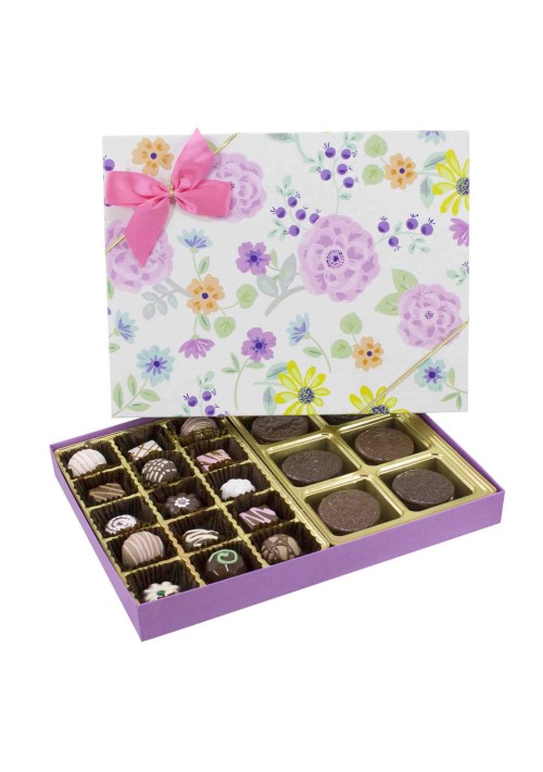 830S-2332/241 - 1 lb. Solid Lid Candy Box - Spring Floral / Lilac - 50 per case       