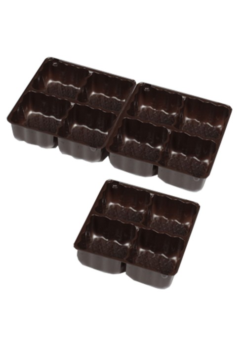 4 or 8 Cavity Tray - Brown - 100ct