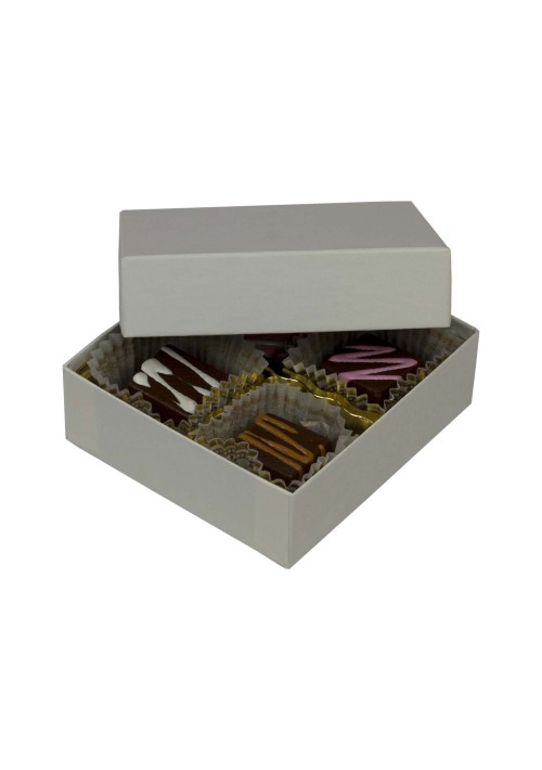 804005 1/8 lb. Solid Lid Candy Box White Krome