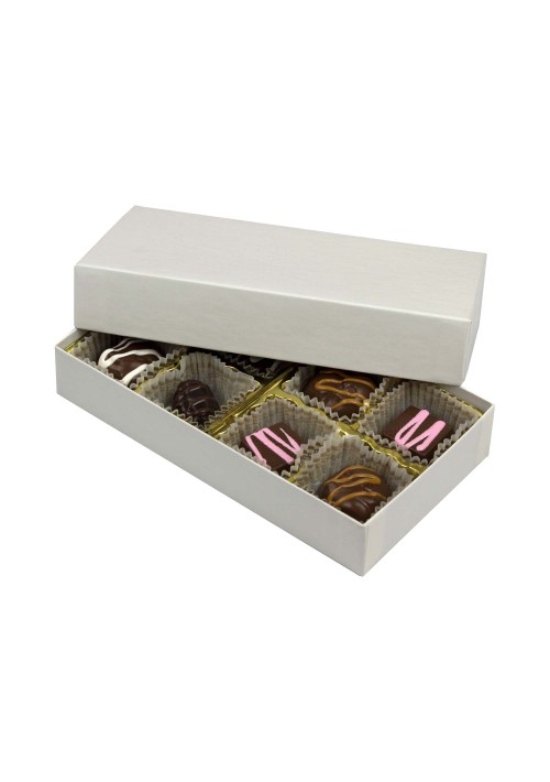 808S-005 - 1/4 lb. Solid Lid Candy Box - White Krome       