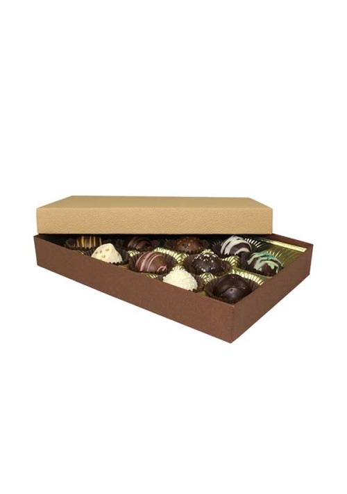 815S-2057/2054 - 1/2 lb. Solid Lid Candy Box - Cocoa / Latte       