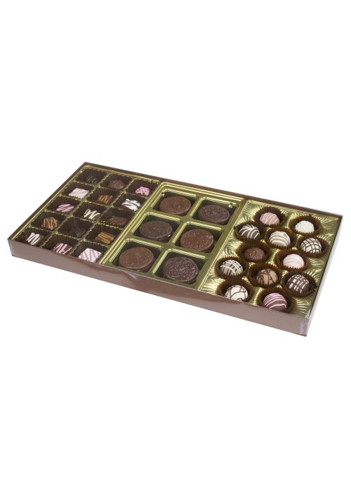 V245-2057 - 1-1/2 lb Clear Lid Candy Box - Cocoa