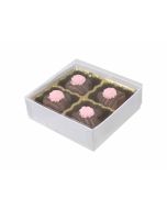 V204-005 - 1/8 lb. Vinyl Lid Candy Box - White Krome