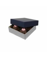 804-2090/2392 - 1/8 lb. Solid Lid Candy Box - Sapphire / Silver Silk 