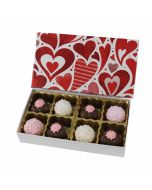 808S-005/2418 - 1/4 lb. Solid Lid Candy Box - Hearts O' Plenty / White  