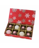 808S-2310  - 1/4 lb. Solid Lid Candy Box - Red Snowflake Pattern