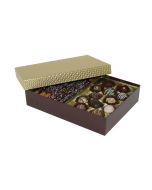 8302-2002/2007 - 2 lb. Double Layer Solid Lid Candy Box - Chocolate / Gold Diamond