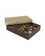 8302-2002/2044 - 2 lb. Double Layer Solid Lid Candy Box - Chocolate / Elegant Gold 