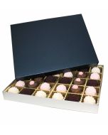 830S-2090/2392 - 1 lb. Solid Lid Candy Box - Sapphire / Silver Silk