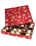 830S-2310 - 1 lb. Solid Lid Candy Box - Red Snowflake Pattern