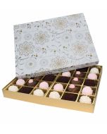 830S-2366/2391 - 1 lb. Solid Lid Candy Box - Season's Greetings / Gold Silk