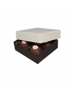 804-2056/570 - 1/8 lb. Solid Lid Candy Box - Cream / Coffee