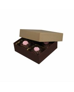 804-2057/2054 - 1/8 lb. Solid Lid Candy Box - Latte / Cocoa