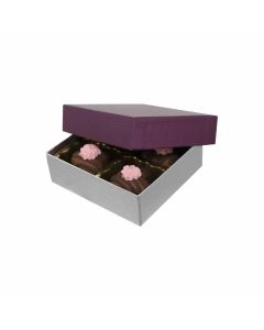 804-2090/2393 - 1/8 lb. Solid Lid Candy Box - Plum / Silver Silk 