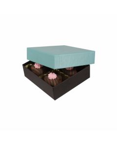 804-2251/2357 - 1/8 lb. Solid Lid Candy Box -  Mint / Dark Chocolate