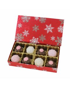 808S-2310  - 1/4 lb. Solid Lid Candy Box - Red Snowflake Pattern