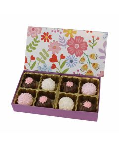 808S-2332/2411  - 1/4 lb. Solid Lid Candy Box - Spring Floral / Lilac