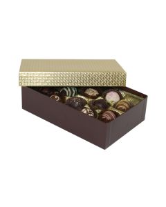 8152-2002/2007 - 1 lb. Double Layer Solid Lid Gold Diamond / Gold Candy Box 