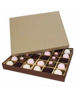 830S-2057/2054 - 1 lb. Solid Lid Candy Box - Latte / Cocoa