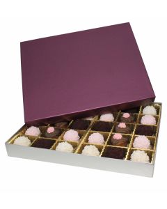 830S-2090/2393 - 1 lb. Solid Lid Candy Box - Plum / Silver Silk