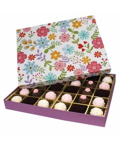 830S-2332/241 - 1 lb. Solid Lid Candy Box - Spring Floral / Lilac       