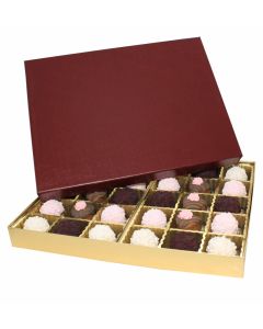 830S-602/2248 - 1 lb. Solid Lid Candy Box - Burgundy / Gold    