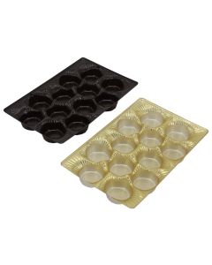 TR8121 Series - 12 Cavity Tray | 100 or 500 Case Pack | Gold or Brown