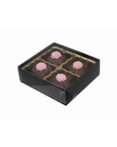 V204-2045 - 1/8 lb. Vinyl Lid Candy Box - Black Onyx