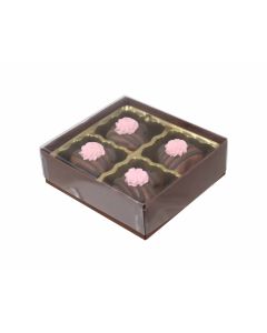 V204-2057 - 1/8 lb. Vinyl Lid Candy Box - Cocoa  