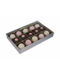 V215-2090 - 1/2 lb. Vinyl Lid Candy Box - Silver Silk