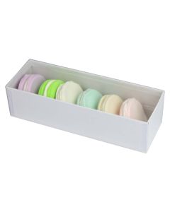 6 pc. Macaron Box w/ Clear Vinyl Lid - Krome White