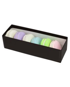 6 pc. Macaron Box w/ Clear Vinyl Lid - Black Onyx