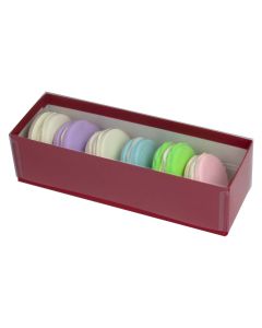 6 pc. Macaron Box w/ Clear Vinyl Lid - Red