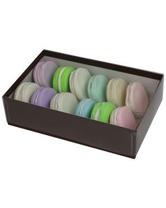 12 pc. Macaron Box w/ Clear Vinyl Lid - Black